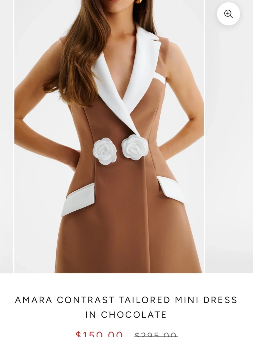 Lavish Alice Brown Mini Dress with White Contrast Lapel